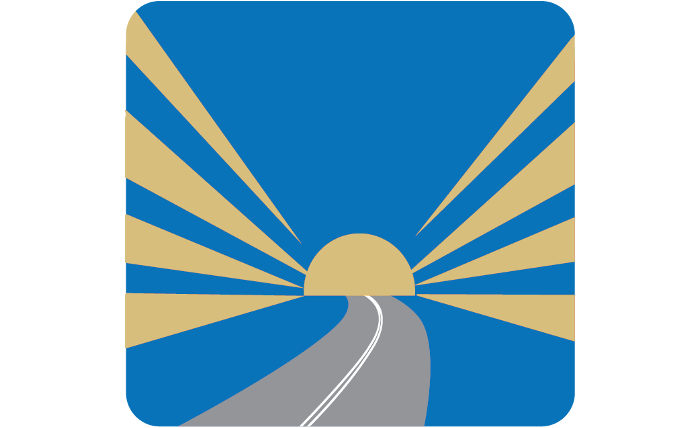 Senior Life Source Logo of sunrise where highway meets horizon